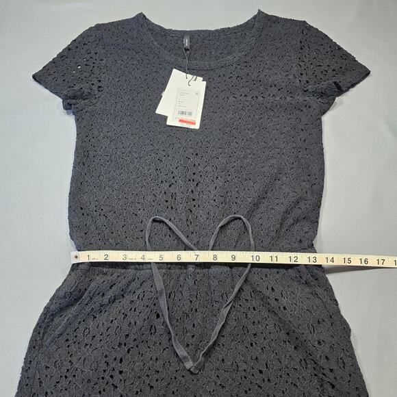 Theory Crochet Skirt Mini Dress Womens Petite Size Small Black Short Sleeve New - Picture 8 of 12